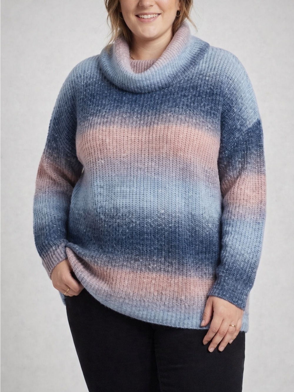 GEORGE Cowl Neck Rainbow Sweater Size 3X NWT